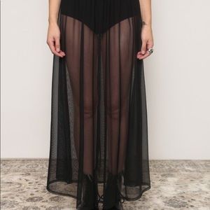 Black Sheer Gypsy Warrior Skirt — Midi/ Maxi — Festival — Beach — Witchy